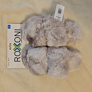 Roxoni Memory Foam Fuzzy Furry Slippers Slides Spa Gray NWT Women's M 7.5-8